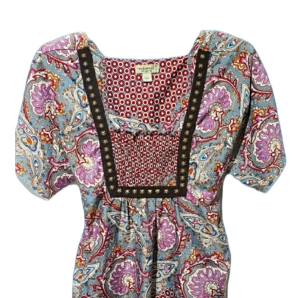 One World Bohemian Floral Peasant Top - Picture 2 of 8